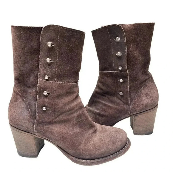 Fiorentini + Baker Boots Beth Brown Suede Heel Equestrian Moto Women EUR 37 US 7 - Picture 1 of 16